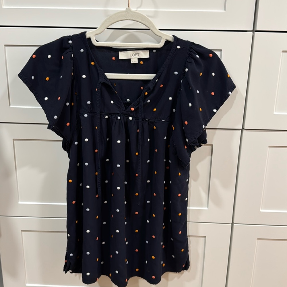 BOGO! Loft flutter sleeve polka dot top